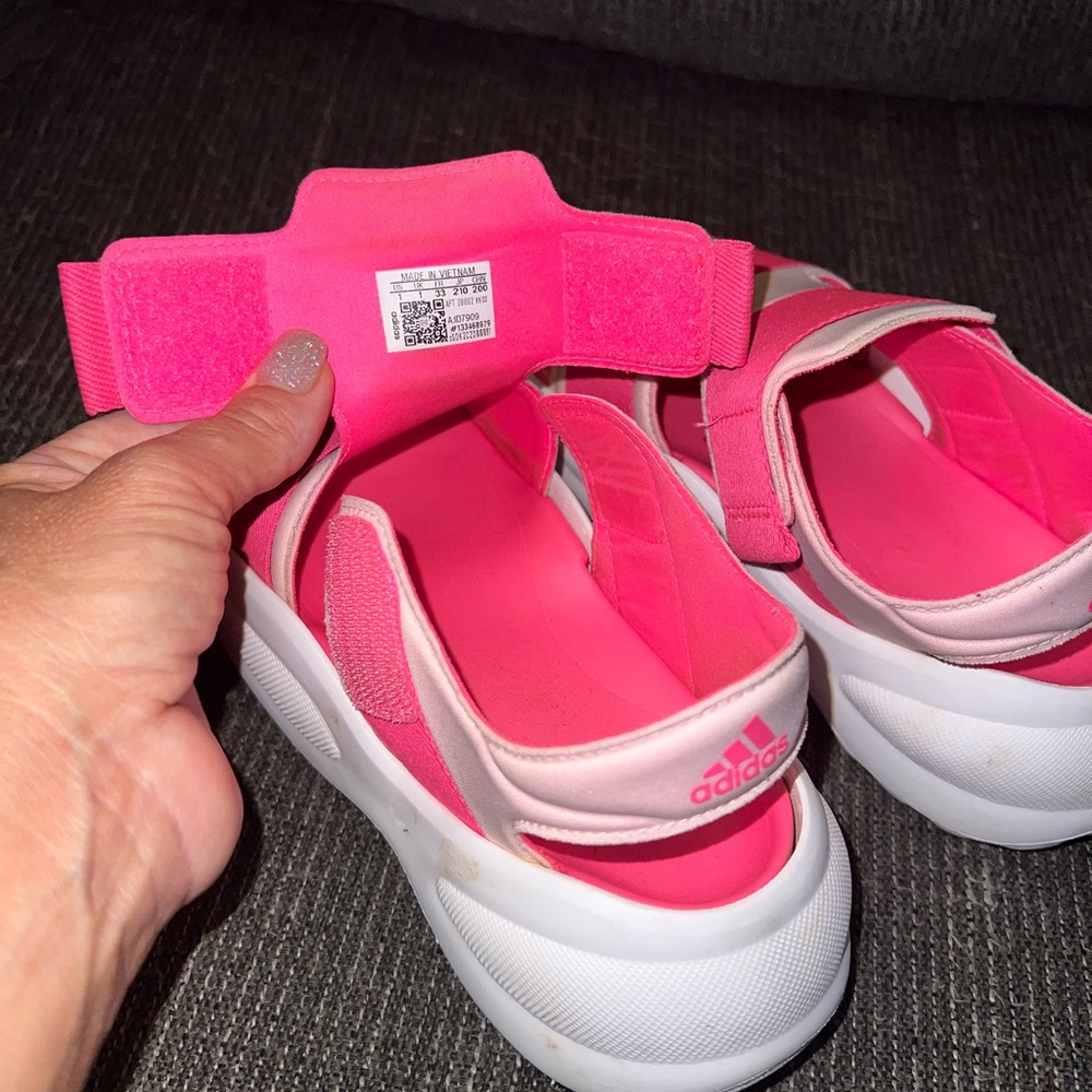 Adidas Hot Pink and White Sporty Sandals with Velcro Straps - Picture 6 of 7